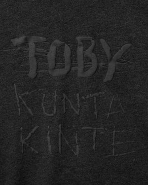 
                  
                    Load image into Gallery viewer, RETRO. CHARCOAL GRAY 3D PUFF T-SHIRT: KUNTA KINTE
                  
                