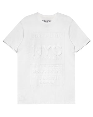 
                  
                    Load image into Gallery viewer, BORN &amp;amp; MADE. NYC. T-SHIRT: WHITE/WHITE.
                  
                