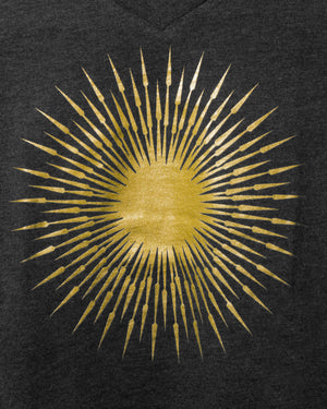 
                  
                    Load image into Gallery viewer, (WOMEN) CHARCOAL SUPERNOVA. V-NECK T-SHIRT:  GOLD
                  
                