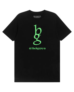 
                  
                    Load image into Gallery viewer, BLACKGYPSY. T-SHIRT:  GREEN LOGO
                  
                