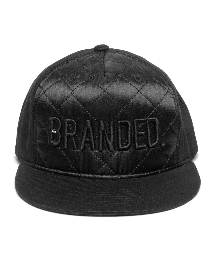 BRANDED. BLACK QUILTED TRUCKER