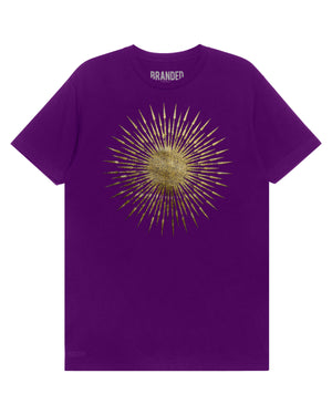 
                  
                    Load image into Gallery viewer, PURPLE SUPERNOVA. T-SHIRT:  GOLD LOGO
                  
                