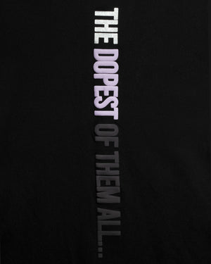 
                  
                    Load image into Gallery viewer, BLACK VERTICAL T-SHIRT: THE DOPEST OF THEM ALL.
                  
                