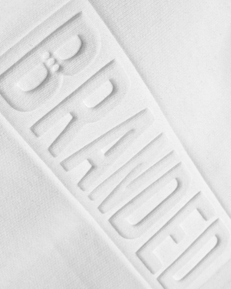 
                  
                    Load image into Gallery viewer, BRANDED. CROPPED HOODIE: WHITE
                  
                