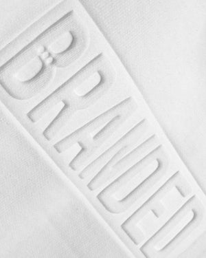 
                  
                    Load image into Gallery viewer, BRANDED. CROPPED HOODIE: WHITE
                  
                