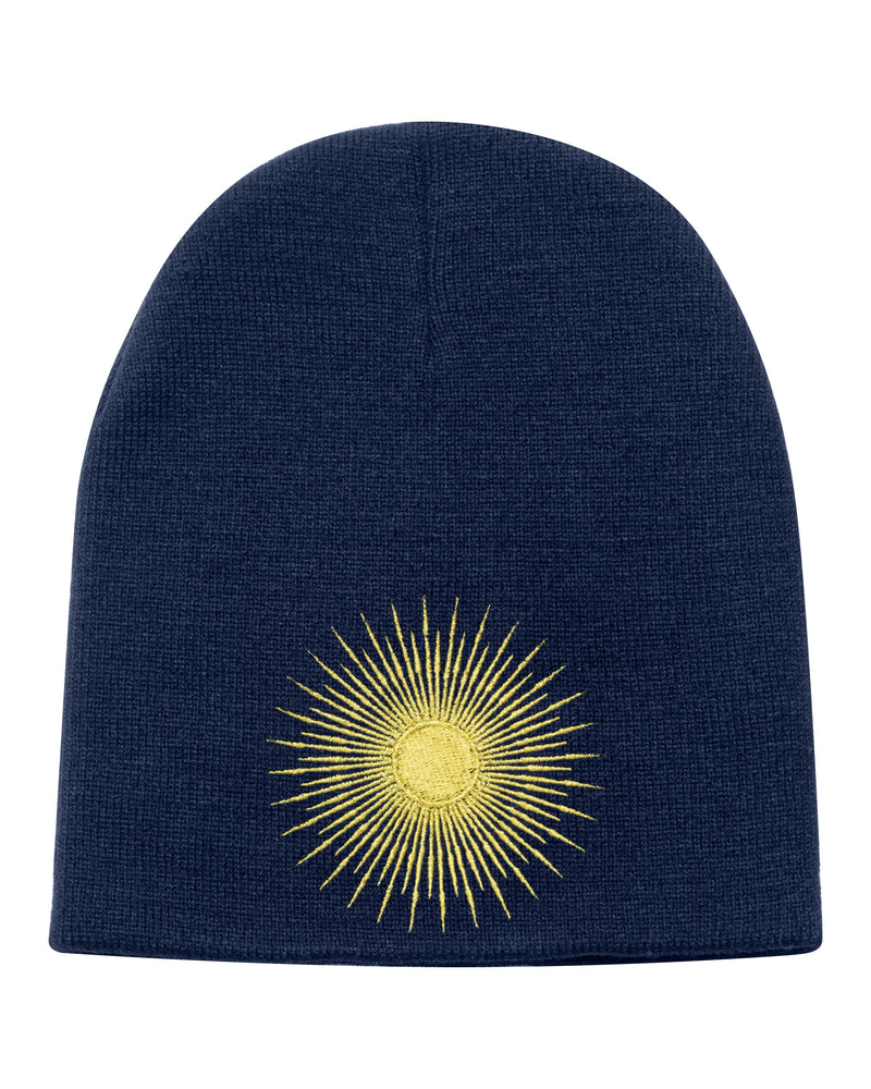 GOLD SUPERNOVA. BLUE SKULL BEANIE