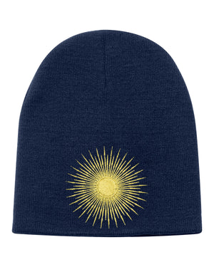 
                  
                    Load image into Gallery viewer, GOLD SUPERNOVA. BLUE SKULL BEANIE
                  
                