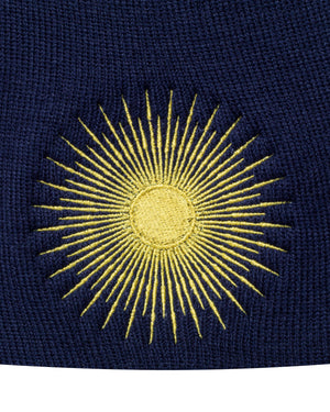 
                  
                    Load image into Gallery viewer, GOLD SUPERNOVA. BLUE SKULL BEANIE
                  
                