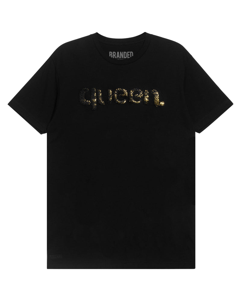 
                  
                    Load image into Gallery viewer, GOLD ONE WORD. T-SHIRT: QUEEN.
                  
                