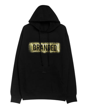 
                  
                    Load image into Gallery viewer, BRANDED. GOLD MIX HOODIE: BLACK
                  
                