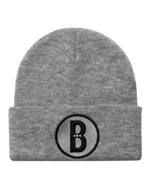 
                  
                    Load image into Gallery viewer, GRAY B. LOGO CUFF BEANIE.
                  
                