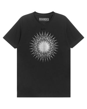 
                  
                    Load image into Gallery viewer, CHARCOAL SUPERNOVA. V-NECK T-SHIRT:  SILVER
                  
                
