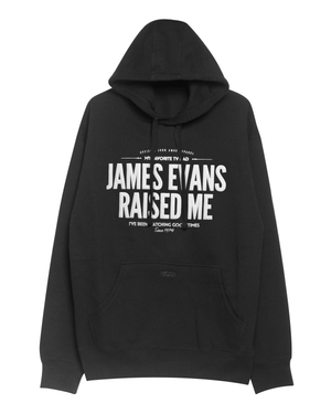 
                  
                    Load image into Gallery viewer, JAMES EVANS RAISED ME. HOODIE. (CHARCOAL) #myfavoritetvdad
                  
                