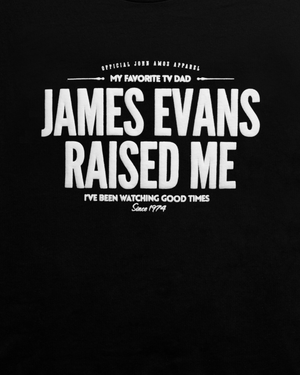 
                  
                    Load image into Gallery viewer, JAMES EVANS RAISED ME. T-SHIRT (BLACK)  #myfavoritetvdad
                  
                