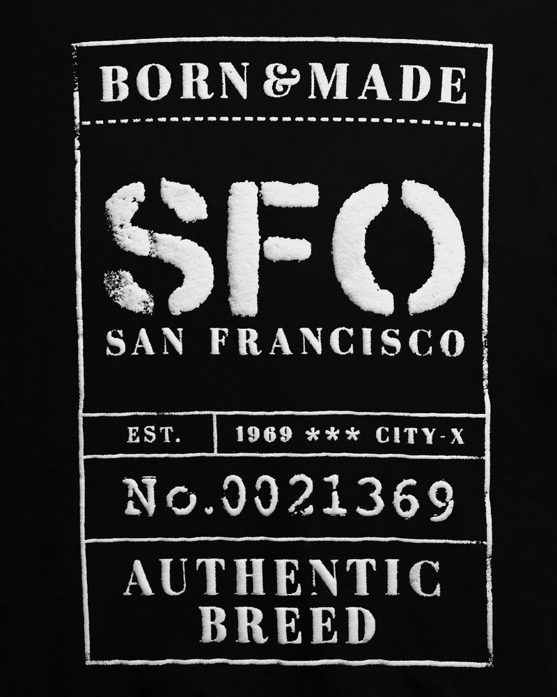 
                  
                    Load image into Gallery viewer, BORN &amp;amp; MADE. SFO. T-SHIRT: BLACK/WHITE
                  
                