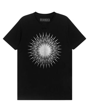 
                  
                    Load image into Gallery viewer, BLACK SUPERNOVA. V-NECK T-SHIRT:  SILVER
                  
                