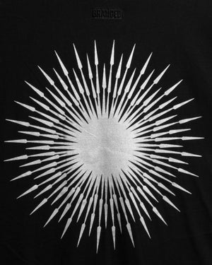 
                  
                    Load image into Gallery viewer, BLACK SUPERNOVA. V-NECK T-SHIRT:  SILVER
                  
                