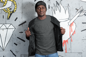 
                  
                    Load image into Gallery viewer, RETRO. CHARCOAL GRAY 3D PUFF T-SHIRT: KUNTA KINTE
                  
                