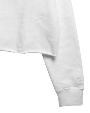 
                  
                    Load image into Gallery viewer, BRANDED. CROPPED HOODIE: WHITE
                  
                
