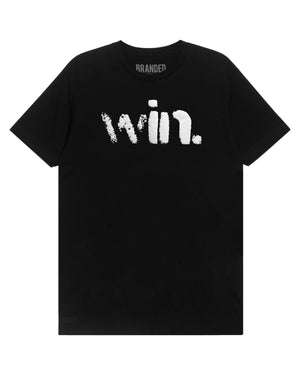 
                  
                    Load image into Gallery viewer, BLACK ONE WORD. T-SHIRT: WIN.
                  
                